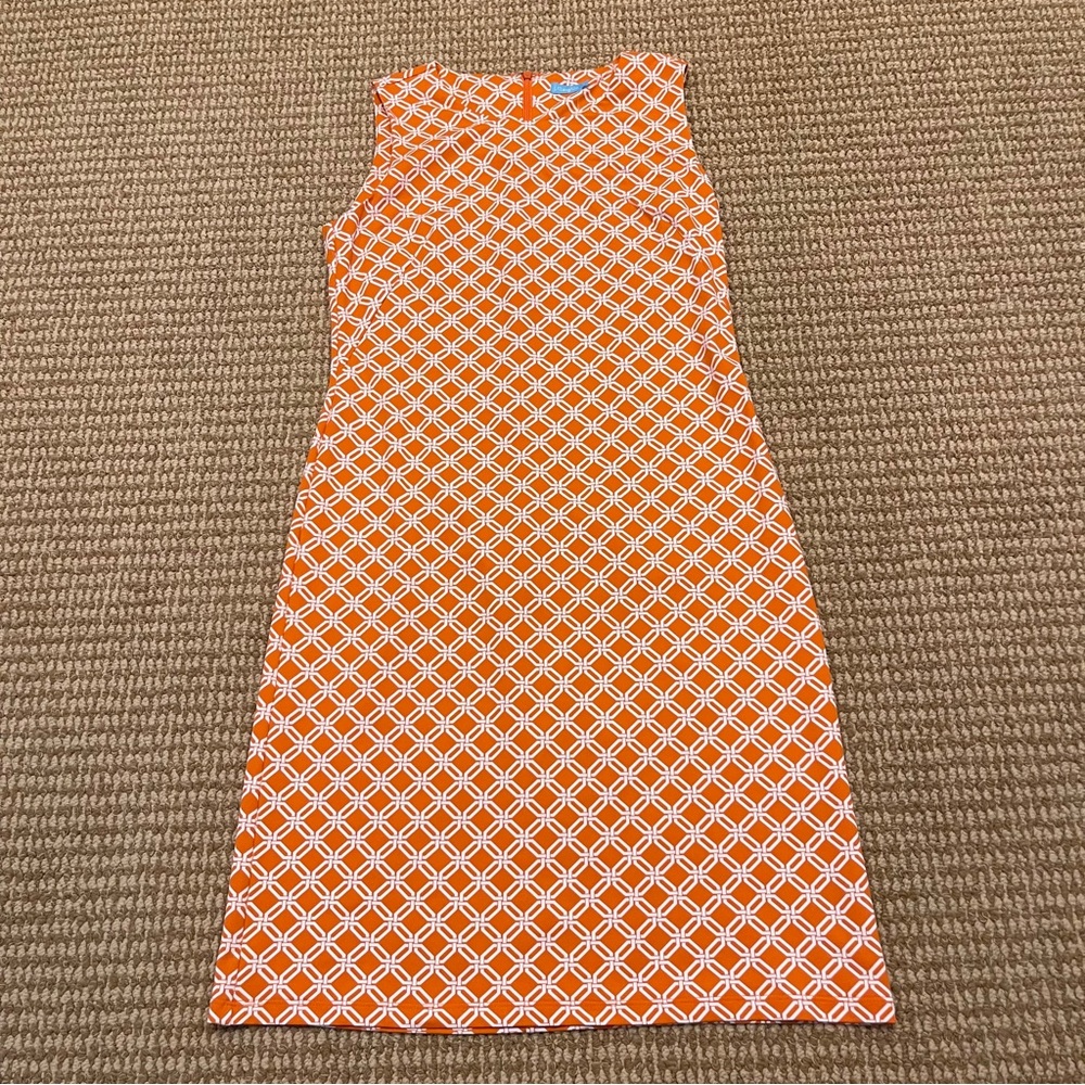 J. McLaughlin Sophia Sleeveless Dress Orange White Courtyard Square S NWT